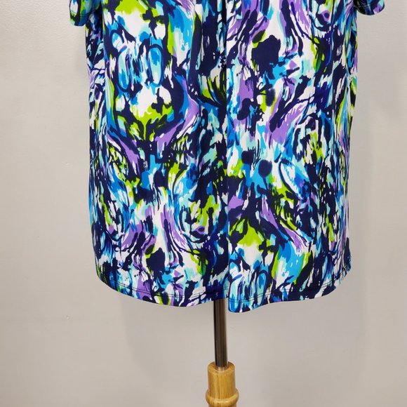 Liz & Me Colorful Fun Short Sleeve Pullover Stretchy Top Size 1X (18/20W) - Picture 3 of 12